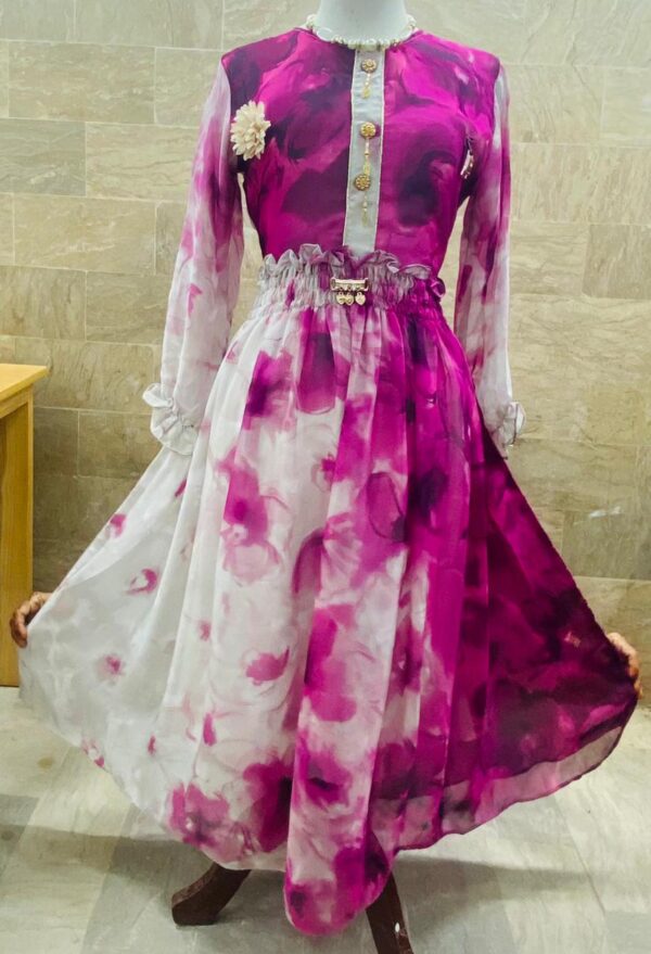 Moda Mystiq Radiant Orchid Watercolor Maxi Dress