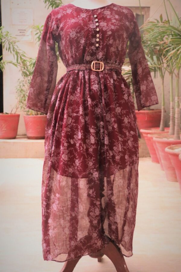 Moda Mystiq Burgundy Floral Sheer Maxi Dress